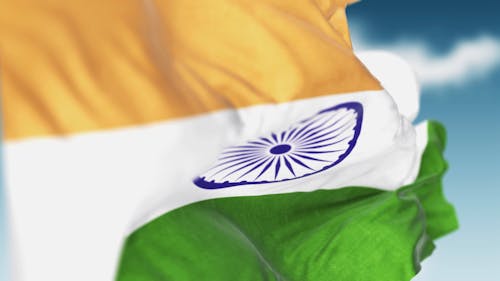 Waving Indian flag close up