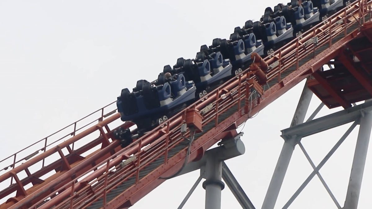 A Free Fall Amusement Ride In An Amusement Park Free Stock Video ...