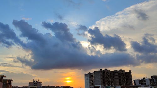 Time Lapse of Moving Clouds on a Dramatic Sunset Sky 