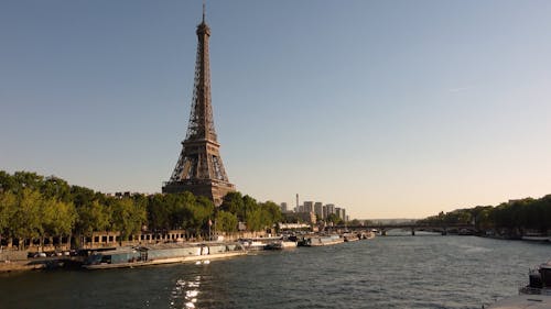 Eiffel Tower and Marina on River in Paris