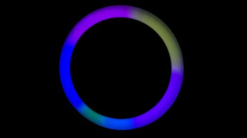 LED colourful ring lights on black background