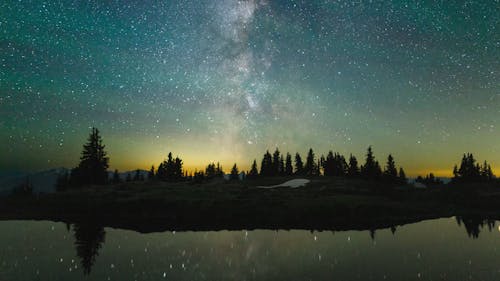 Galaxy in Night Sky over Lake