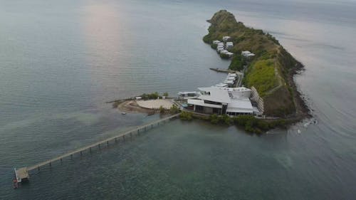 Hotel and Pier on Tropical Island