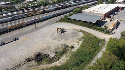 Drone Video of a Rail Yard in Nashville, Tennessee 