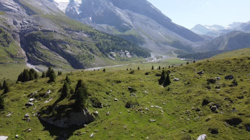 Drone Footage of a Beautiful Alpine Landscape in Switzerland 