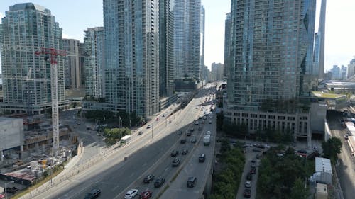 Traffic on a Highway in Downtown Toronto, Canada