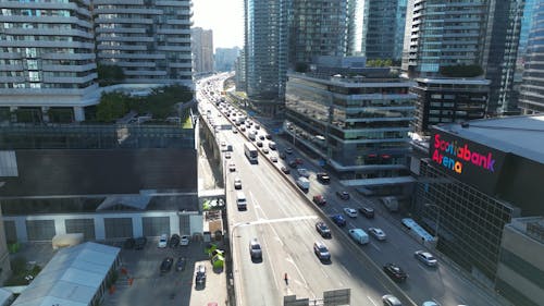 Traffic on a Highway in Downtown Toronto, Canada 