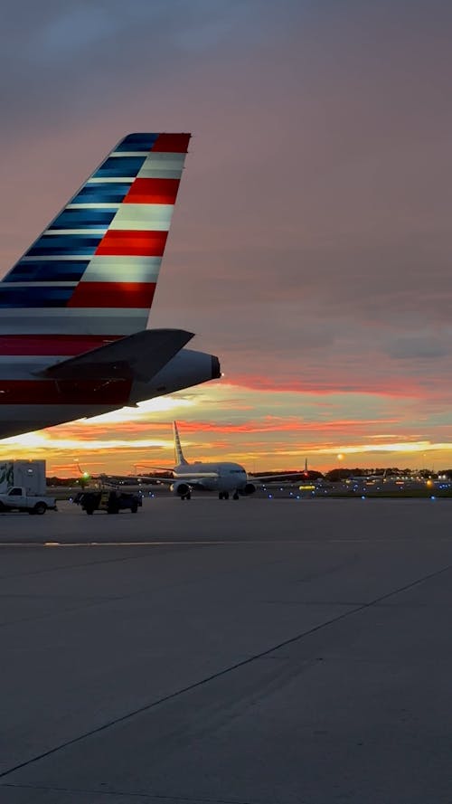 Airplane Taxiing in the Evening