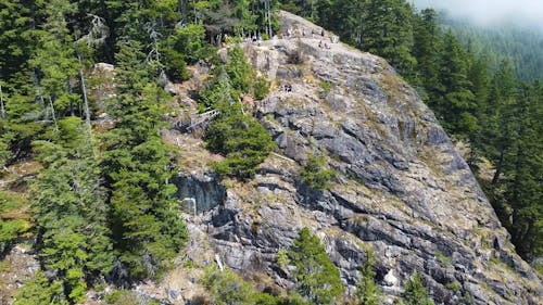 Drone Footage of Hikers at Tunnel Bluffs, Canada 