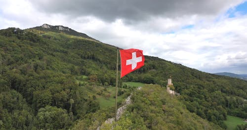 Swiss Flag in Hills