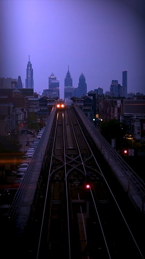 A Passing Train in the City of Philadelphia 
