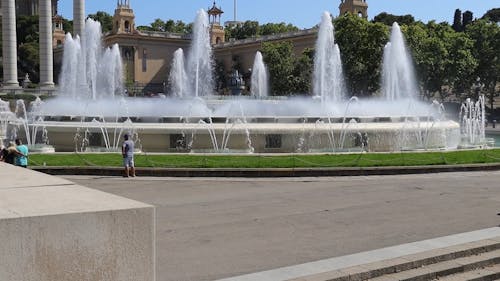 Fountains on Plaza in City