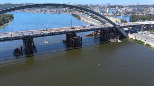 Drone View of a Bridge under Construction