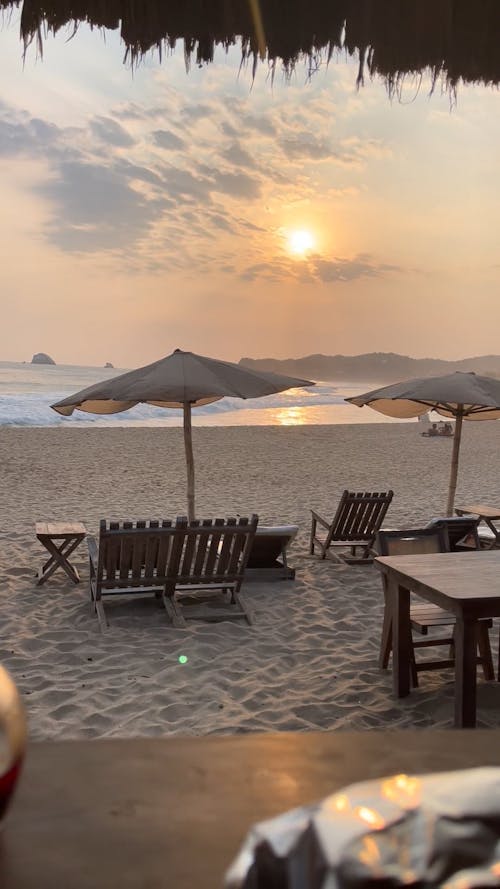 Deckchairs on Resort Beach