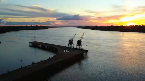 Two Harbour Cranes on the Dock