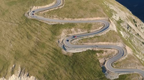 Cars on Curvy Road on Mountain