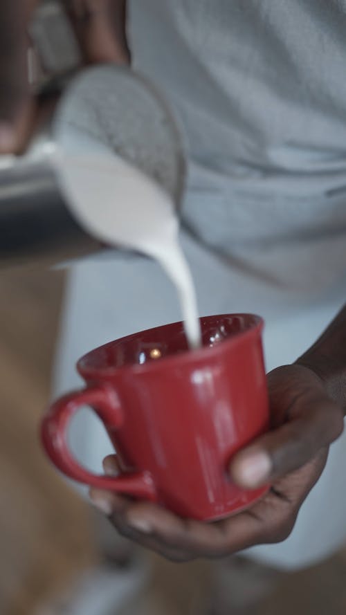 Close up View of a Barista Making Latte Art 