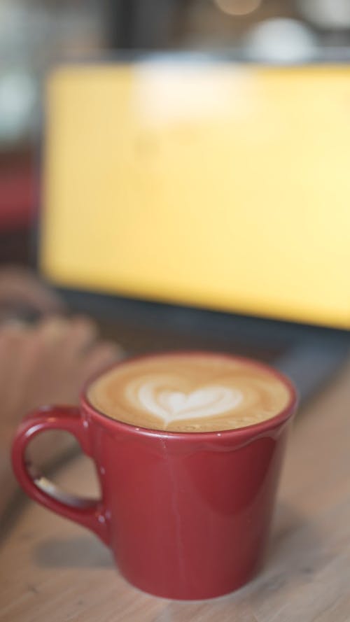 Close up of a Cup of Coffee with Latte Art