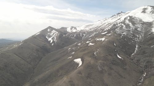 Drone Video of a Snow Capped Mountain Range
