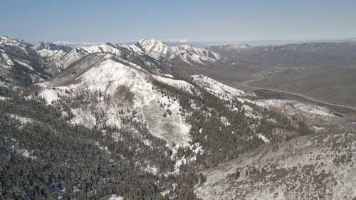 Drone Footage of a Snow Mountain Range 