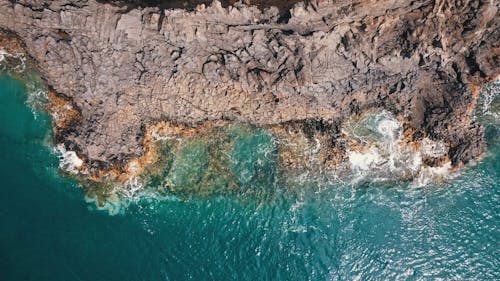 Top View of Coastal Rock Formations on Madeira Island, Portugal 
