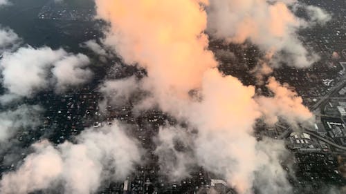 A Coastal City Seen from a Plane Window 