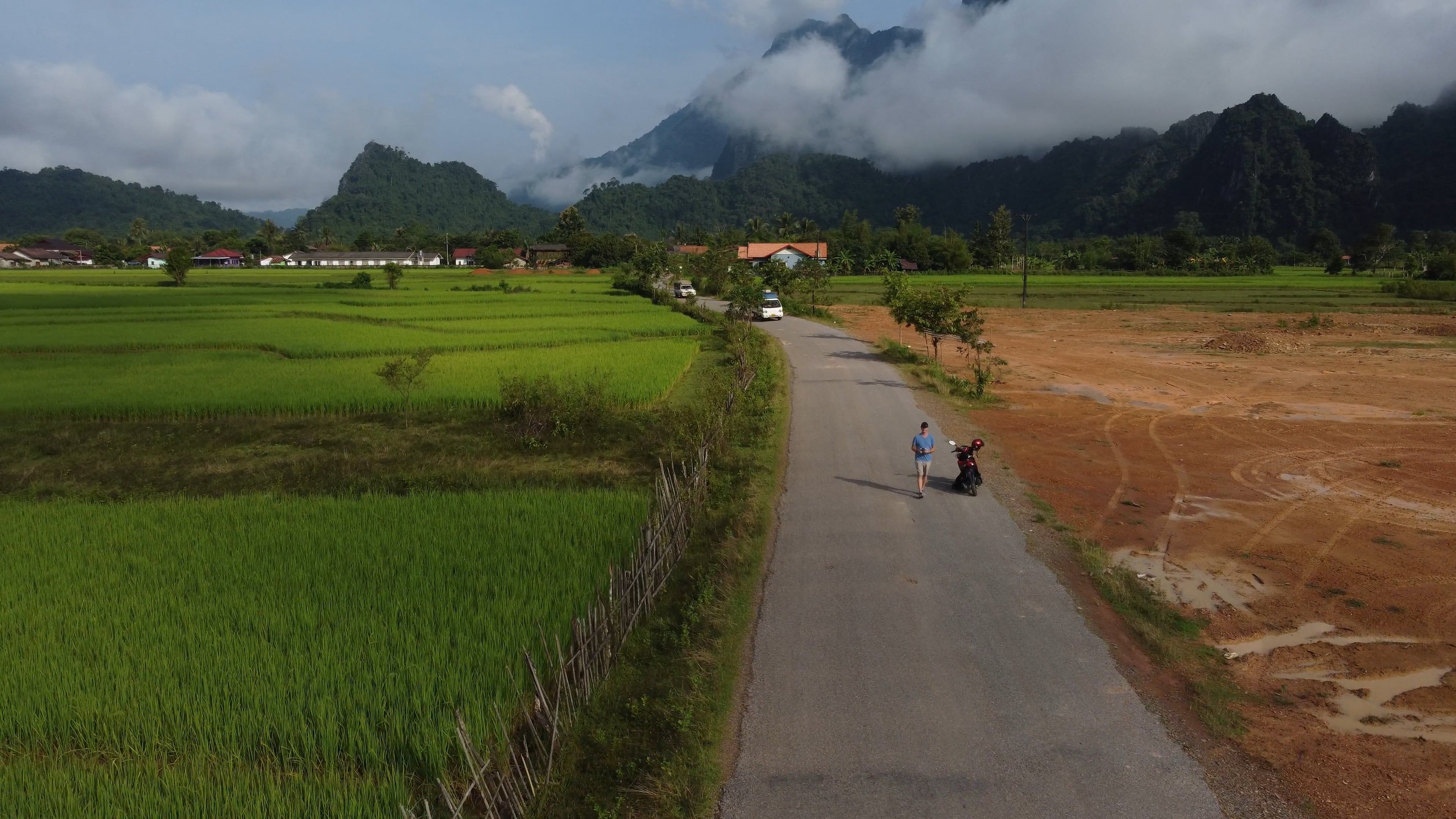 Drone Footage of a Road in a Rural Area in Laos Free Stock Video ...