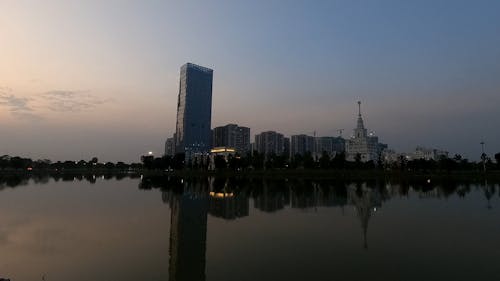 Animated Lights on Skyscraper in City