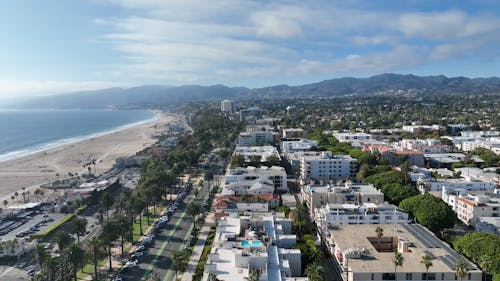 Drone Footage of the Coastal City of Santa Monica, California 