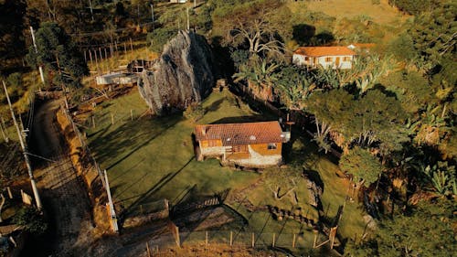 Village Buildings among Hills