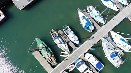 Yachts in Marina Aerial Footage