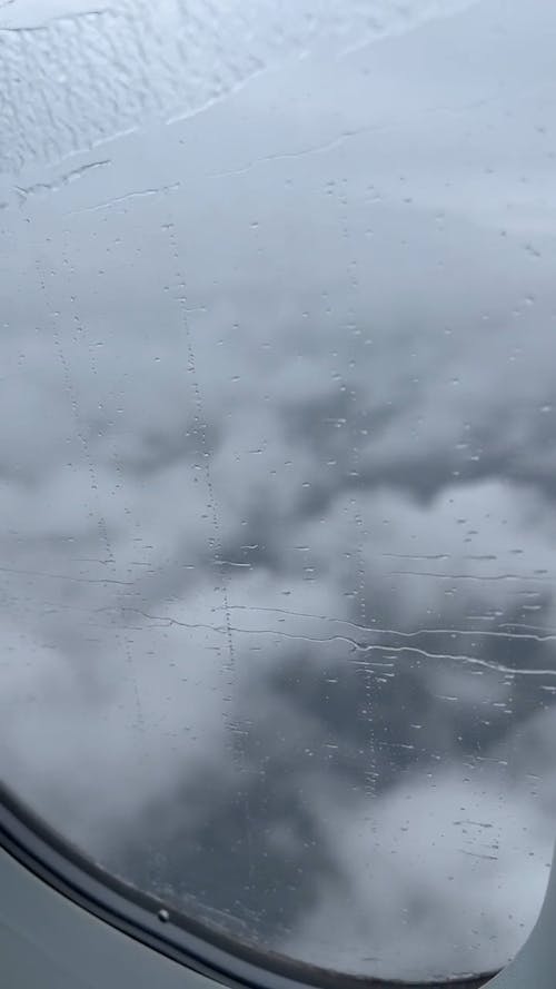 Raindrops on a Plane Window during a Flight 