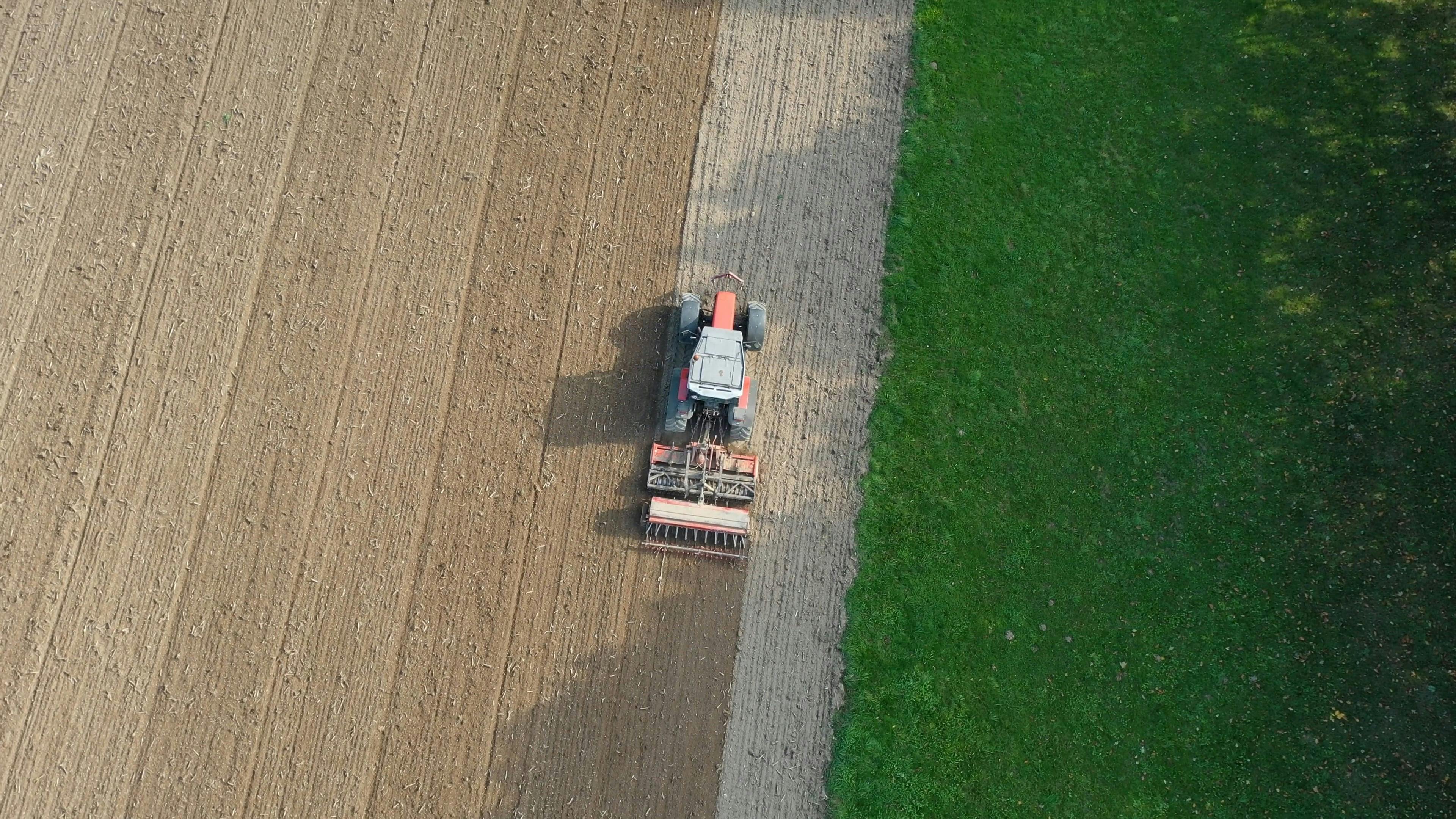 Top View of a Tractor on the Field Free Stock Video Footage, Royalty