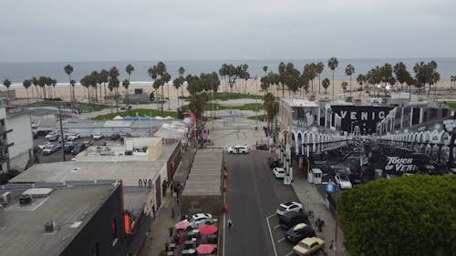 Drone Footage of Venice Beach in Los Angeles, California 
