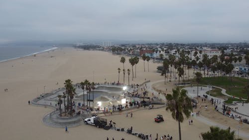 A Film Set at Venice Beach Skatepark in Los Angeles, California