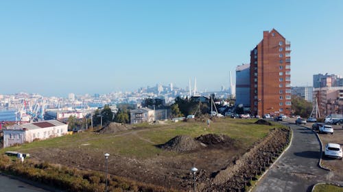 Skyline of City in Birds Eye View