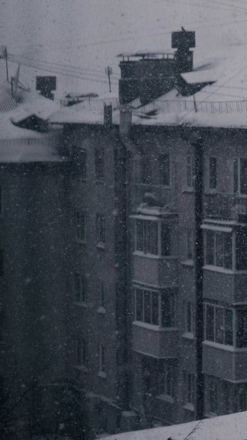 Building Covered with Snow