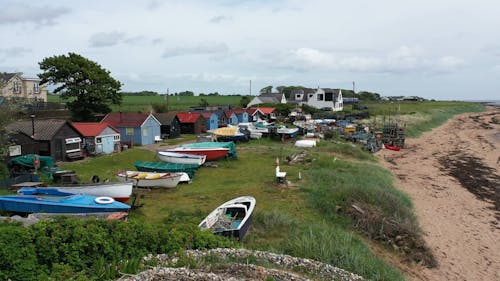Village with Railway on Sea Shore
