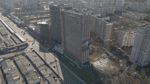 Aerial View of Buildings under Construction in the City of Kiev, Ukraine