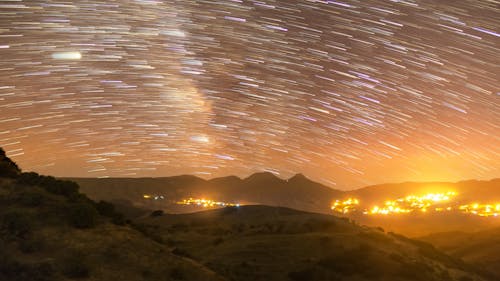 Time Lapse of Moving Stars in Night Sky