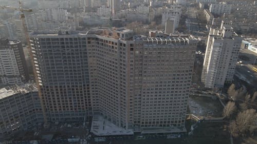 Aerial Footage of a Construction Site in Kiev, Ukraine 