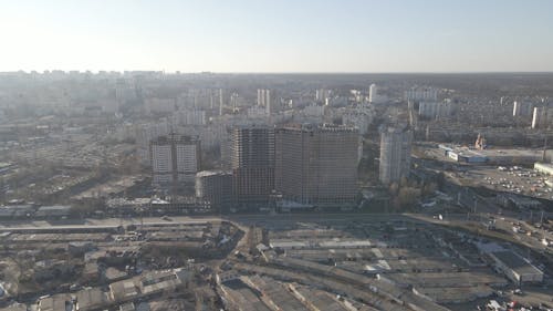 Aerial Footage of a Building Site in Kiev, Ukraine