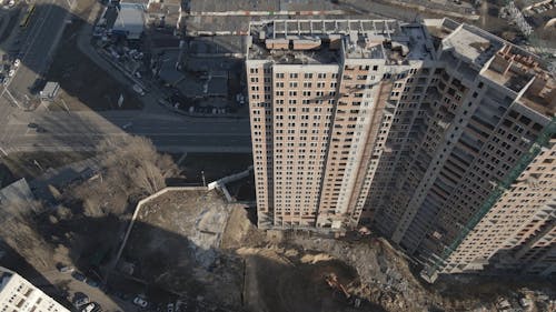 Aerial View of a Construction Site by a Highway