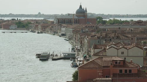 Drone Video of Giudecca Island in Venice, Italy 