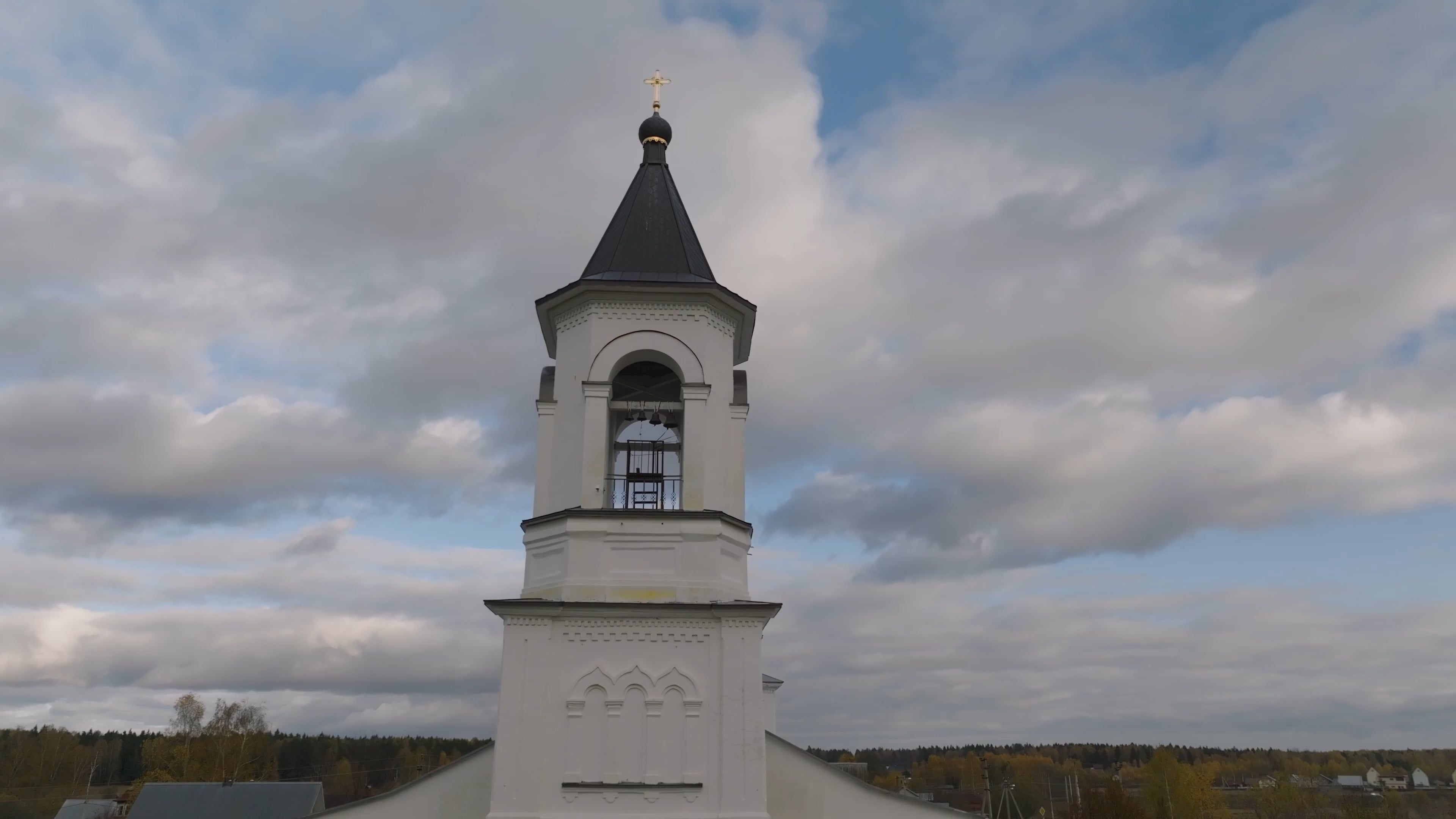 Drone Footage of a Church under a Cloudy Sky Free Stock Video Footage ...