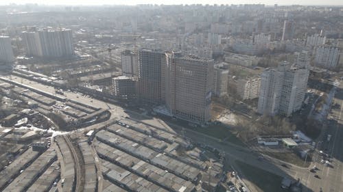 Aerial View of Cars in a Highway in a City