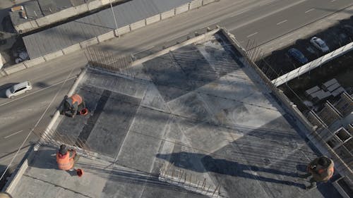 Drone Footage of Workers in a Contruction Site