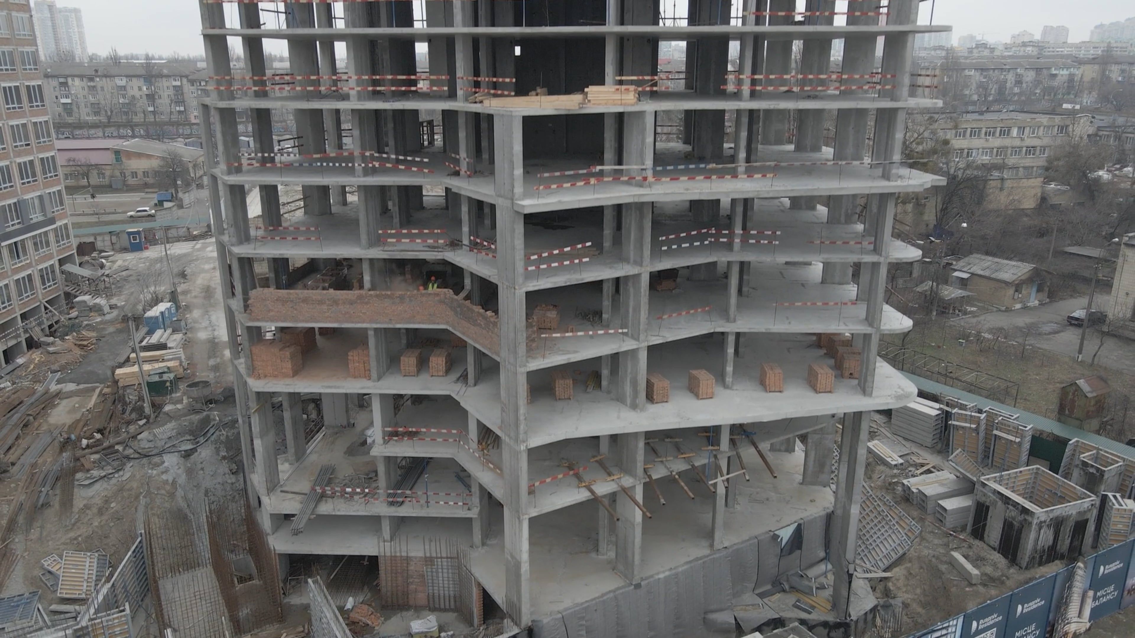 Drone Footage of a Multistory Building under Construction Free Stock ...