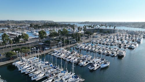 Drone View over Marina del Rey in Los Angeles, California