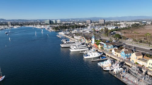 Drone Footage of Watercrafts at Marina del Rey in Los Angeles, California 